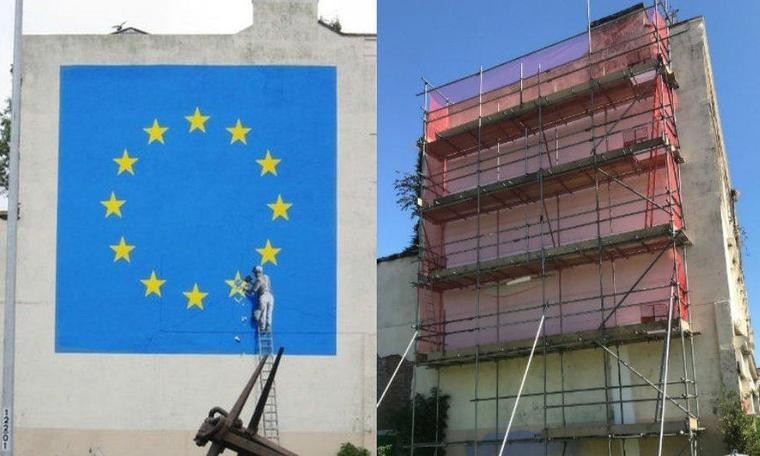 Banksy'nin Brexit duvar resmi bir gecede ortadan kayboldu