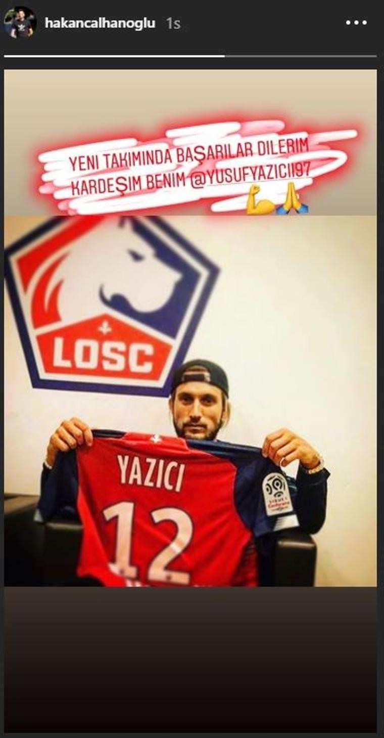 Hakan Çalhanoğlu'ndan Yusuf Yazıcı'ya tebrik