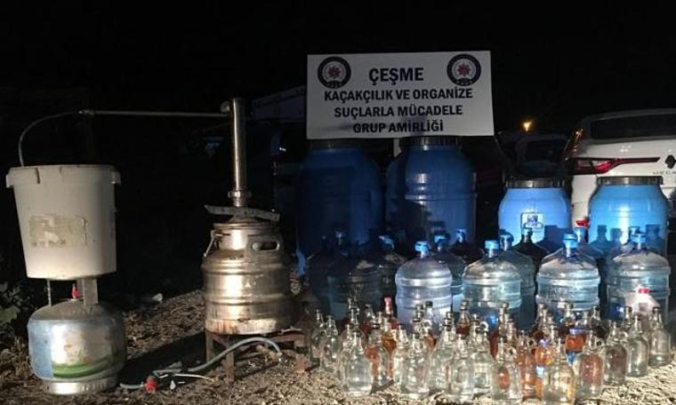 İzmir'de 484 litre sahte içki ele geçirildi