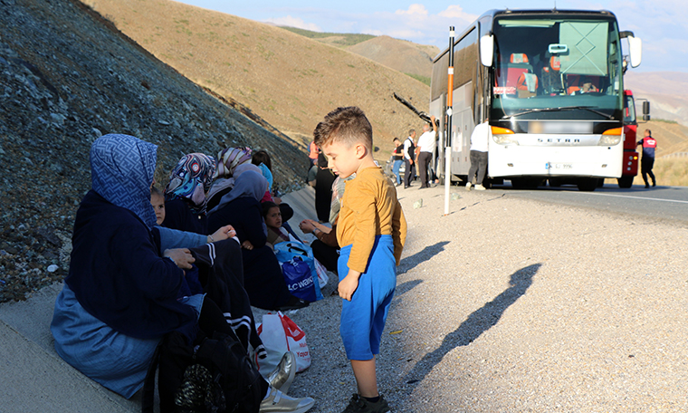 Erzincan’da yolcu otobüsünde yangın