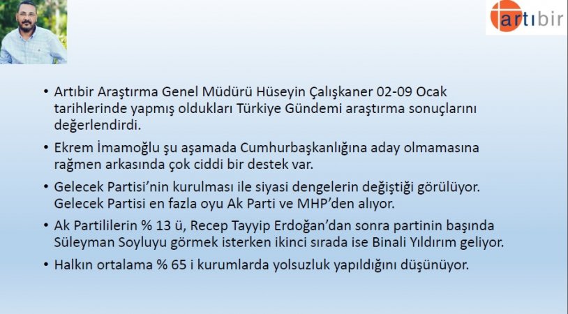 Artıbir Araştırma Şirketi'nin son seçim anketinden çarpıcı sonuç