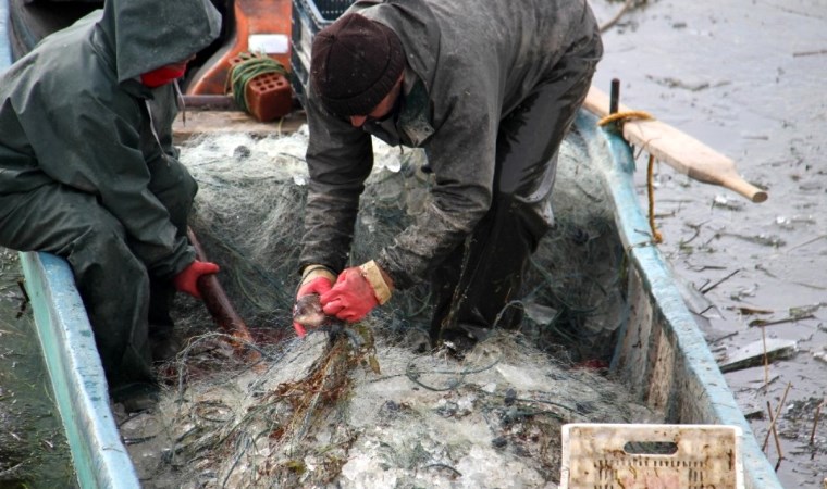 Balıkçıların ağı ‘buza’ takıldı