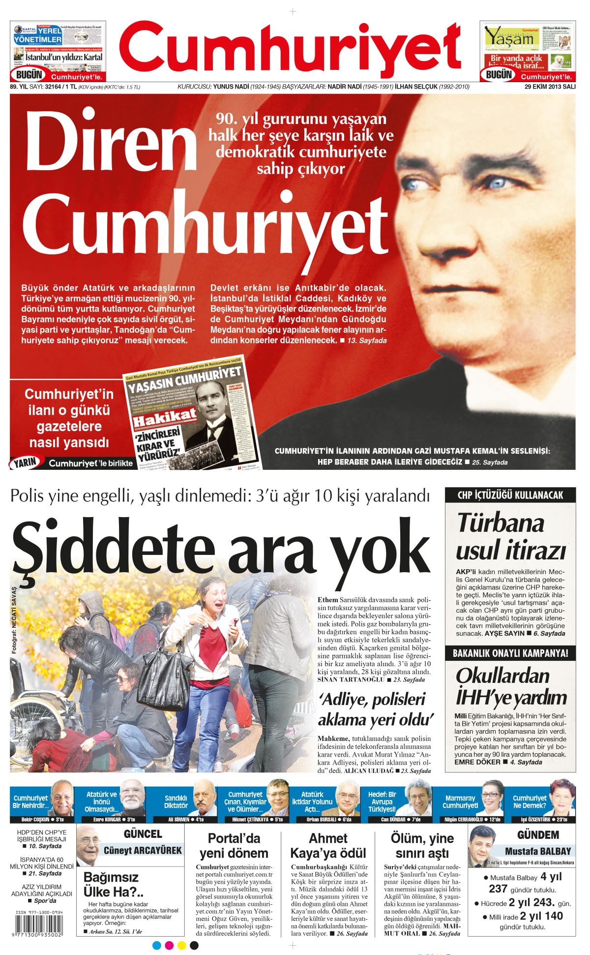 10. yıldan 97. yılına|Cumhuriyet manşetlerinde Cumhuriyet Bayramı coşkusu