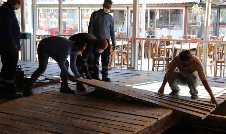 Tsunaminin vurduğu Seferihisar'da balık hali ve balıkçılar çarşısı yenileniyor