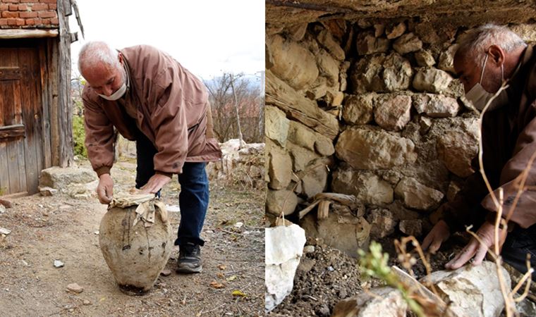 Yıllar önce terk edilen evde, toprağa gömülmüş olarak bulundu