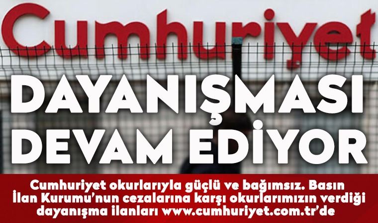 Cumhuriyet Gazetesi dayanışması büyüyor. 17 Aralık 2020 tarihli okur dayanışması ilanları