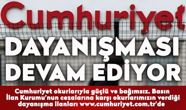 Cumhuriyet Gazetesi dayanışması büyüyor. 18 Aralık 2020 tarihli okur dayanışması ilanları