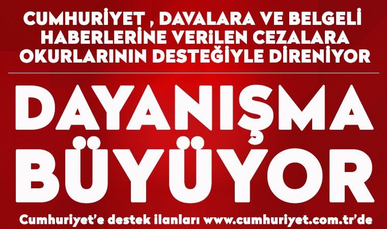 Cumhuriyet Gazetesi dayanışması büyüyor. 28 Aralık 2020 tarihli okur dayanışması ilanları