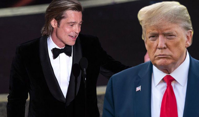 Ödül töreninde Brad Pitt'den Trump'a gönderme