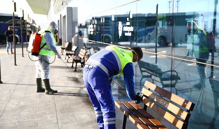 Aydın'da otobüs terminalleri dezenfekte edildi