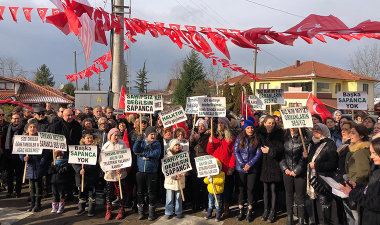 Sapanca'da teleferik projesine karşı eylem