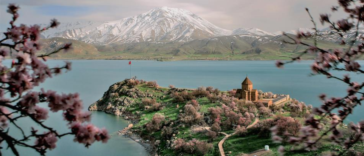 Akdamar Adası çiçek açan badem ağaçlarıyla büyülüyor