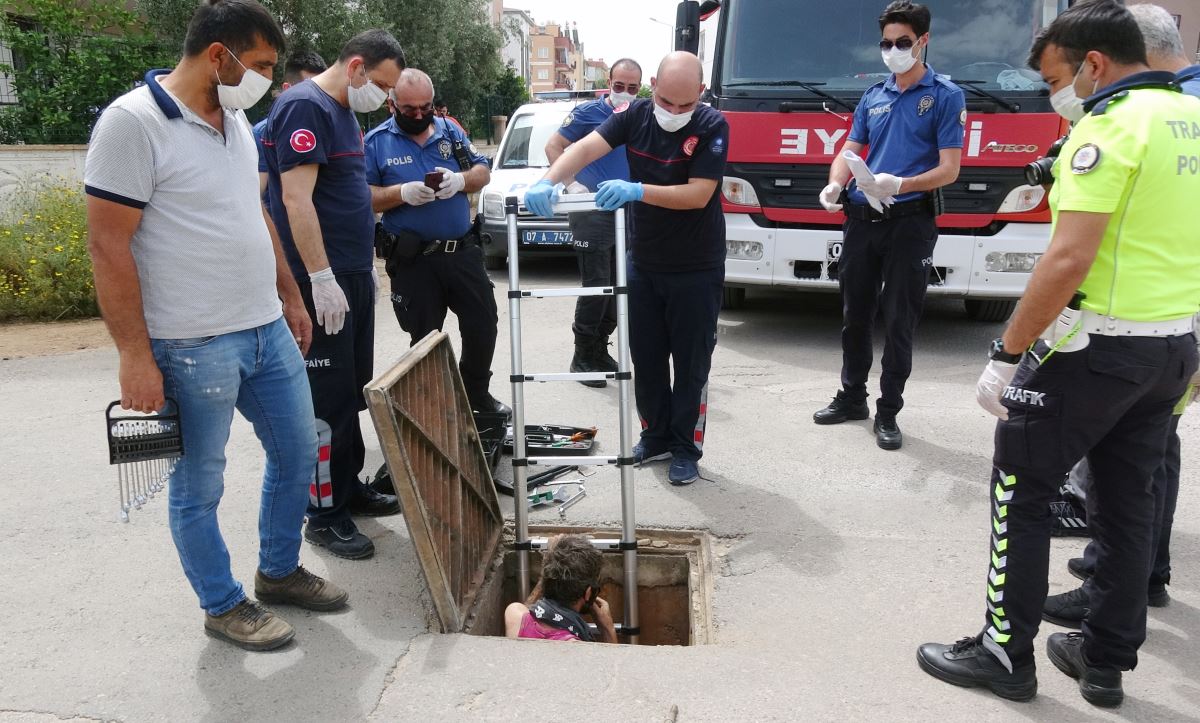 Uyuşturucu için karantina bölgesine kanalizasyondan girmek isterken mahsur kaldı