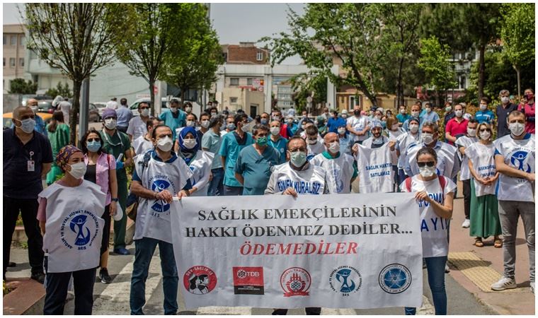 Sağlık emekçilerinden adaletsiz ücret protestosu