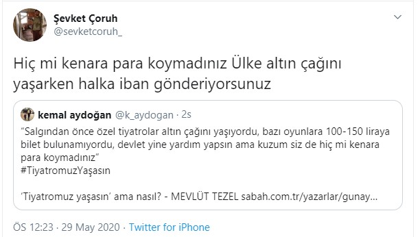 Şevket Çoruh'tan Sabah yazarına tepki: Ülke altın çağını yaşarken halka 'iban' gönderiyorsunuz - Resim : 1