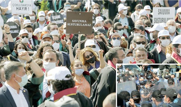 Meclis’e alınmayan baro başkanları ve avukatlar, adliye önünde eylem yaptı