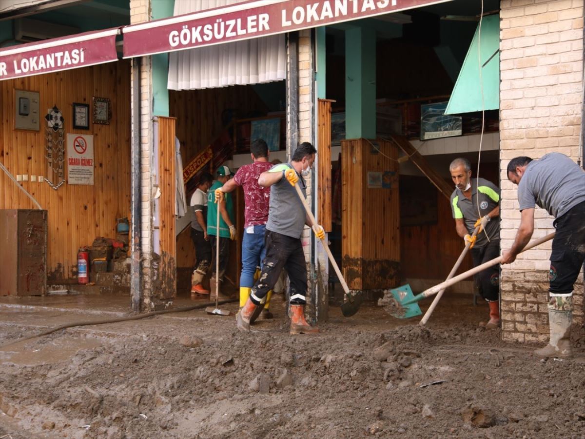 Dereli ilçesinde ev ve iş yerlerinin yıkımları sürüyor