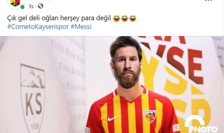 Kayserispor taraftarından Messi’ye çağrı: ‘Çık gel deli oğlan’