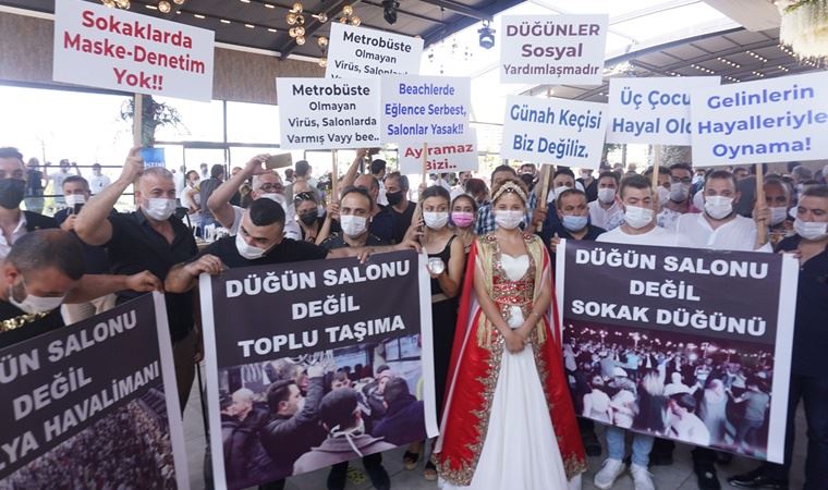 Evlenmek isteyen çiftlerden düğün yasaklarına protesto