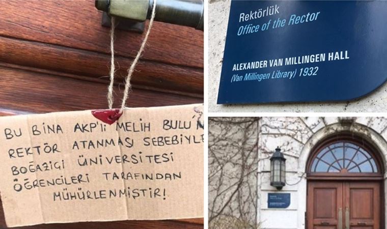 Öğrencilerden AKP'li Melih Bulu protestosu: Rektörlüğü mühürlediler