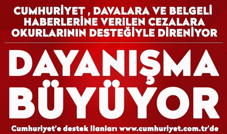 Cumhuriyet Gazetesi dayanışması büyüyor. 09 Ocak 2021 tarihli okur dayanışması ilanları