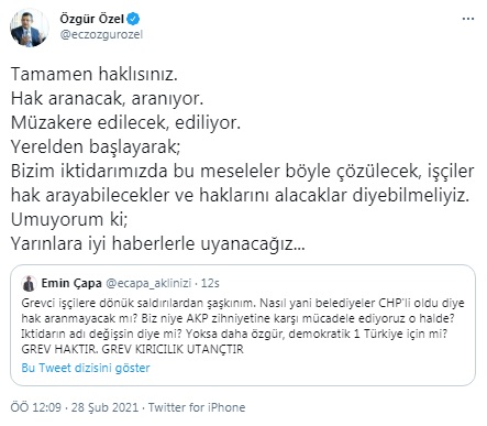 CHP Grup Başkanvekili Özgür Özel'den belediyedeki grevlerle ilgili açıklama - Resim : 1