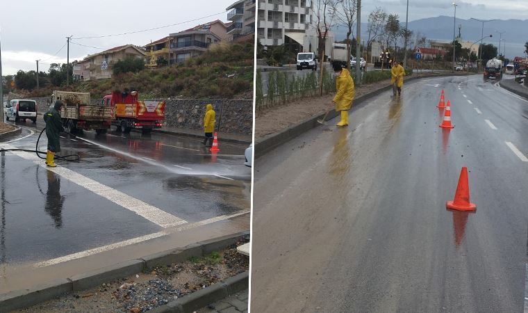 Kuşadası'nda sağanak ile mücadele