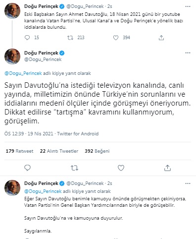 Perinçek'ten Davutoğlu'na çağrı: Canlı yayına çıkalım - Resim : 1