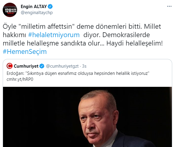 Erdoğan konuştu, sosyal medya ayağa kalktı: #HemenSeçim