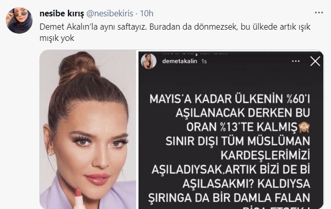 Demet Akalın’dan Fahrettin Koca’ya aşı tepkisi: "Şırıngada bir damla kaldıysa…"