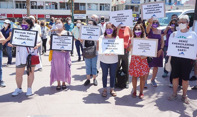 Ayvalık'ta deniz emekçilerinden barınak tepkisi