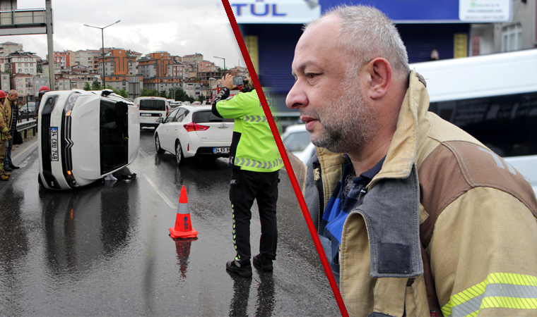 Takla atan otomobilden burnu bile kanamadan çıktı