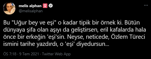 Bilim insanı Özlem Türeci'yi, 'Uğur Bey'in eşi' olarak niteleyen Erdoğan'a tepki yağdı