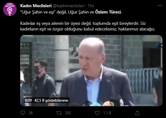 Bilim insanı Özlem Türeci'yi, 'Uğur Bey'in eşi' olarak niteleyen Erdoğan'a tepki yağdı