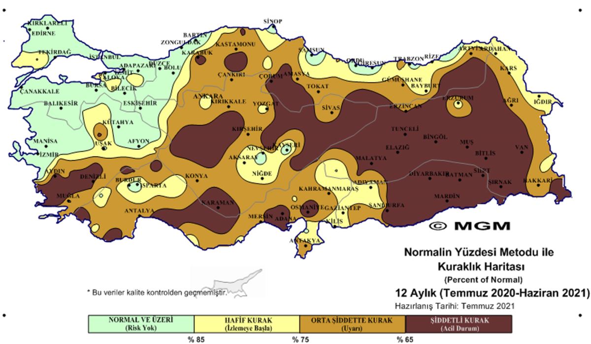 Meteorolojinin haritasında 'olağanüstü kuraklık' tehlikesi