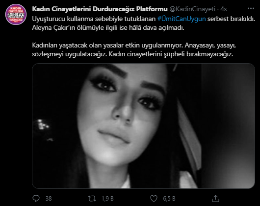 Aleyna Çakır'ın ölümünün baş şüphelisi Ümitcan Uygun'un tahliye edilmesine tepkiler çığ gibi büyüyor