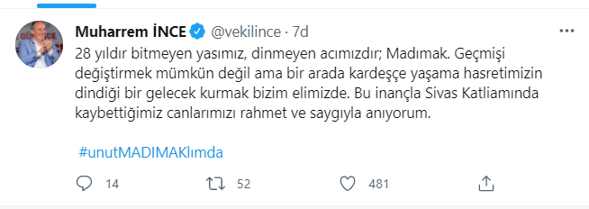 Madımak Katliamı’nın 28. yılı! Siyasetçi ve sanatçılar paylaştı: UnutMADIMAKlımda