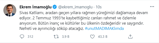 Madımak Katliamı’nın 28. yılı! Siyasetçi ve sanatçılar paylaştı: UnutMADIMAKlımda