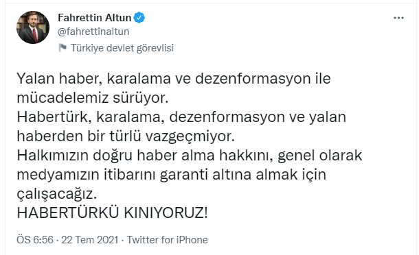 Altun'un eleştirisinin ardından HaberTürk AKP ve MHP'nin hedefinde