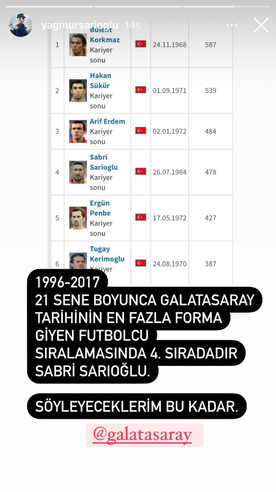 Sabri Sarıoğlu'nun eşi Yağmur Sarıoğlu'ndan Galatasaray'a tepki!