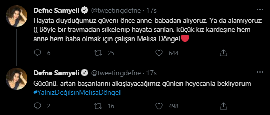 Babasının istismarına uğradığı iddia edilen Melisa Döngel'e ünlü isimlerden destek