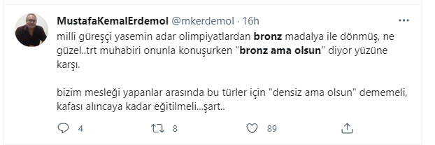 TRT muhabirinin kullandığı 'Bronz ama olsun' sözüne tepki yağdı