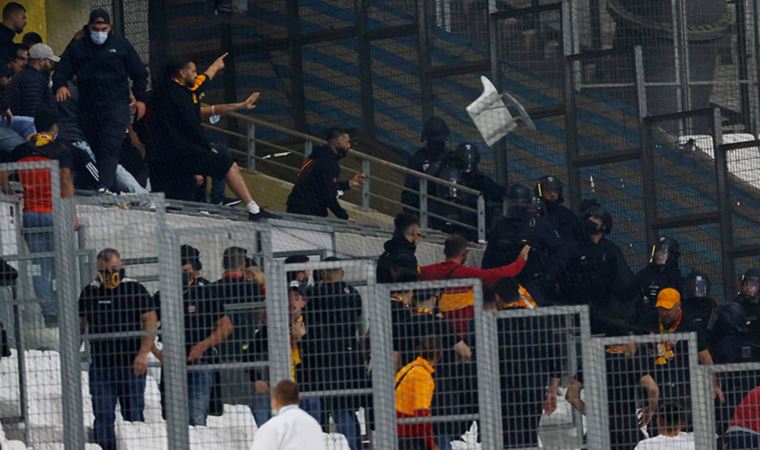 Marsilya'da Galatasaraylılar ile güvenlik güçleri arasında gerginlik çıktı