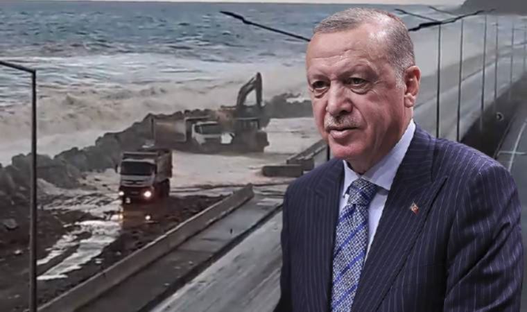 Erdoğan’ın açılışını yapacağı yolu yine dalgalar yuttu