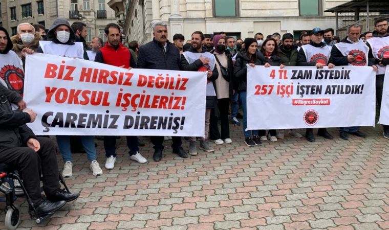 Migros işçileri TÜSİAD'ın önünde: 6 arkadaşımız komalık oldu, 'hırsız' diye iftira atıldı