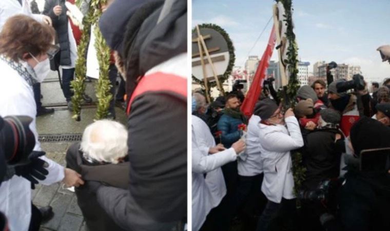 Polis müdahalesi sırasında yere düşen Dr. Erdinç Köksal’a Bakan Koca'dan telefon