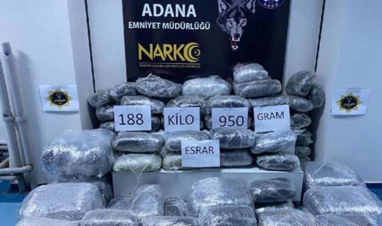 Adana'da 188 kilo 950 gram esrar ele geçirildi, 4 zanlı tutuklandı