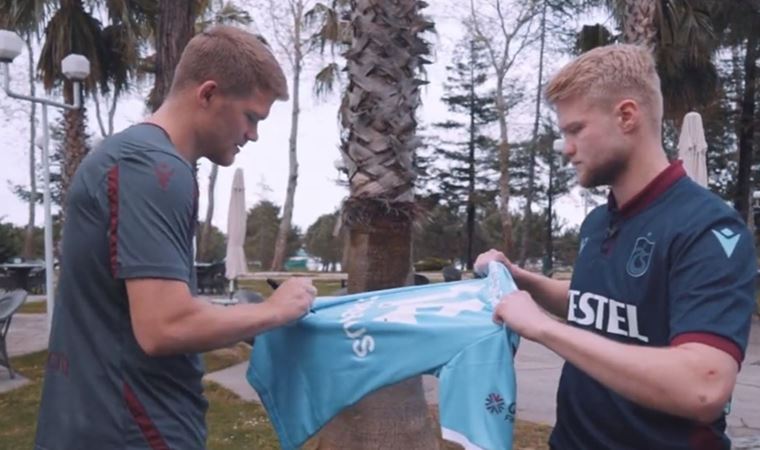 Trabzonspor'da Andreas Cornelius ile kendisine benzeyen taraftar buluştu