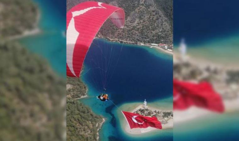 Fethiye'de 23 Nisan: 1200 metre yükseklikte Türk bayrağı açtılar