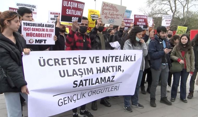 İBB önünde toplu ulaşım zammı protestosu